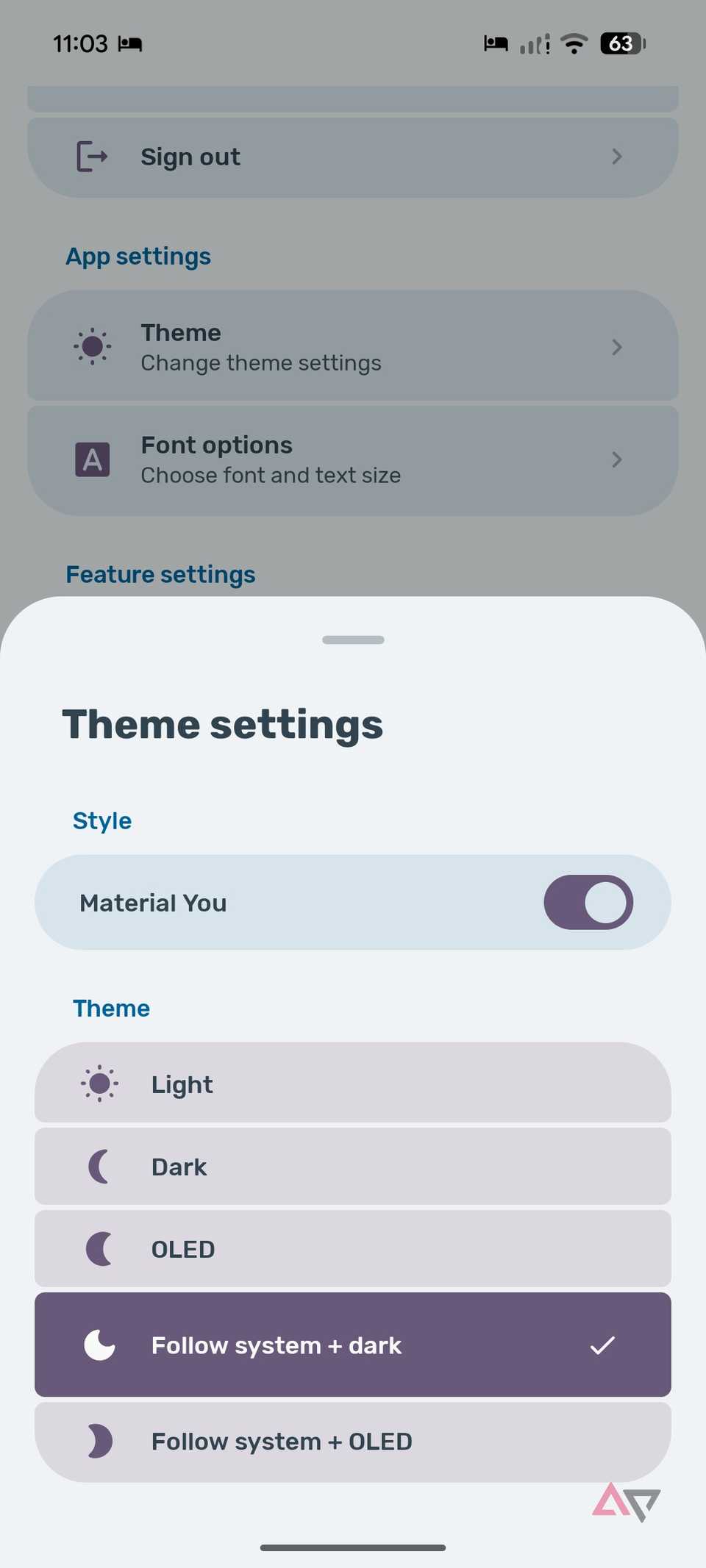 Bundled Notes theme options