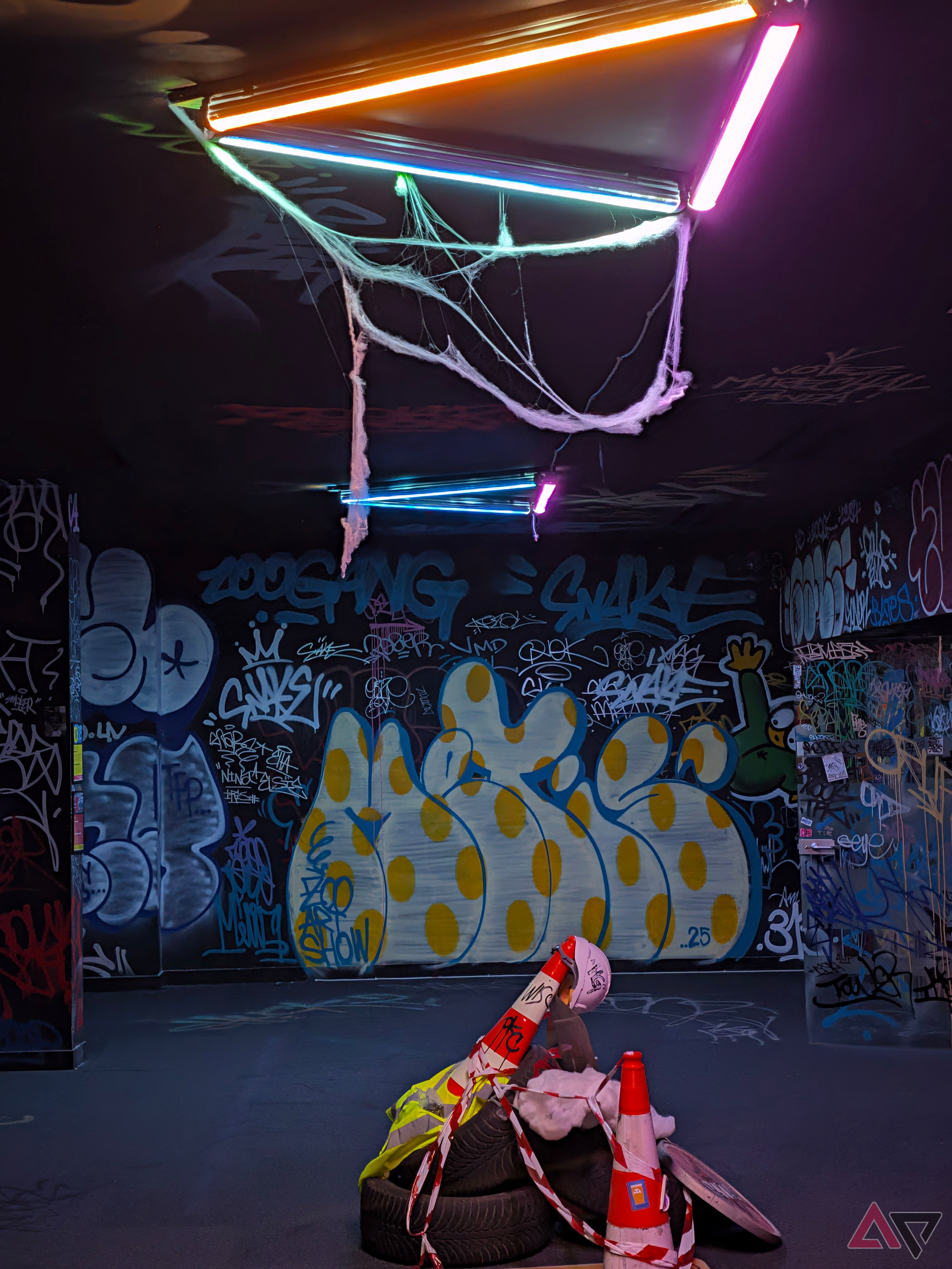 Google Pixel 11 Pro XL camera sample of some graffiti and neon with Camera Look Original