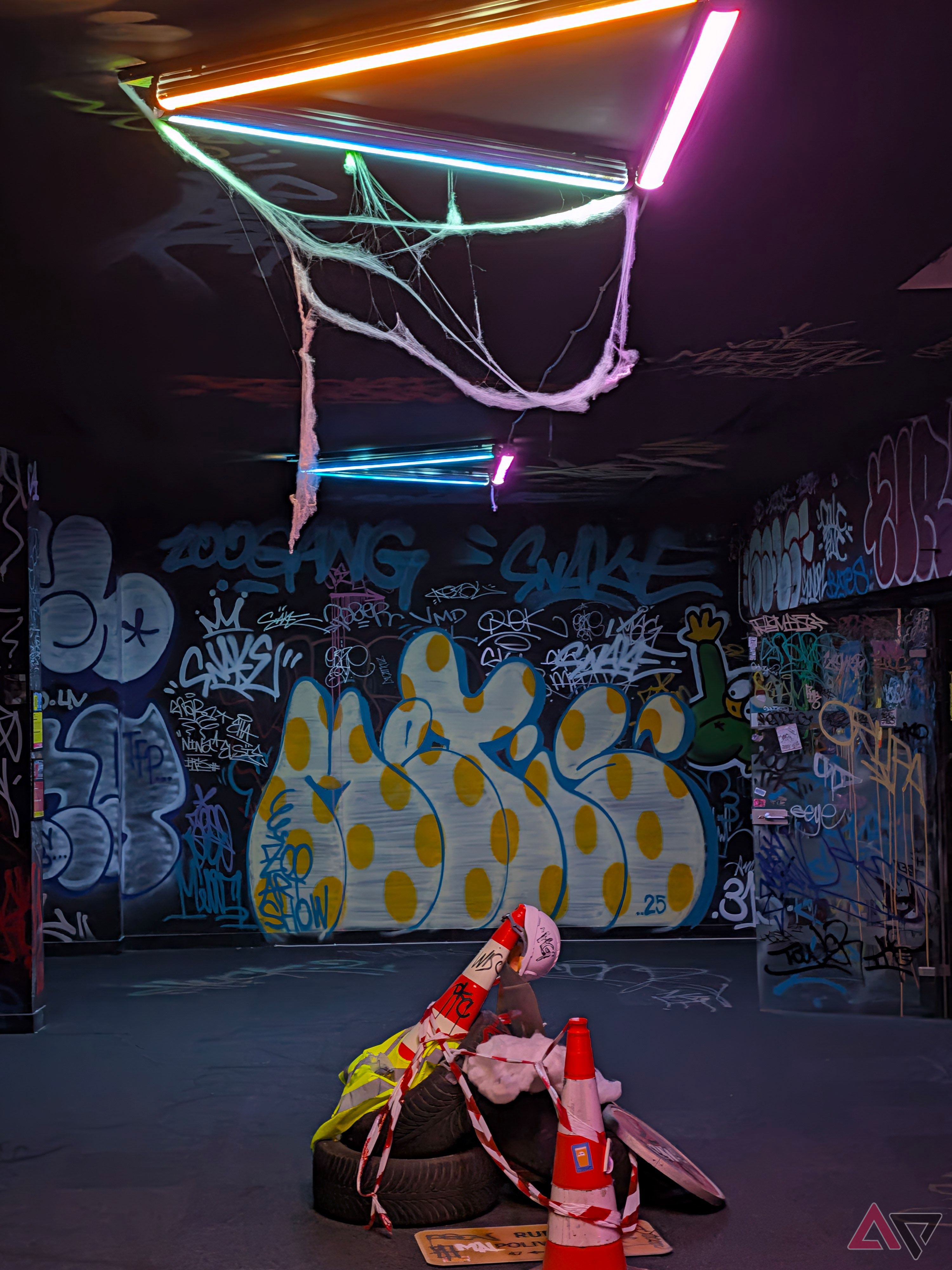 Google Pixel 11 Pro XL camera sample of some graffiti and neon with Camera Look Vanilla