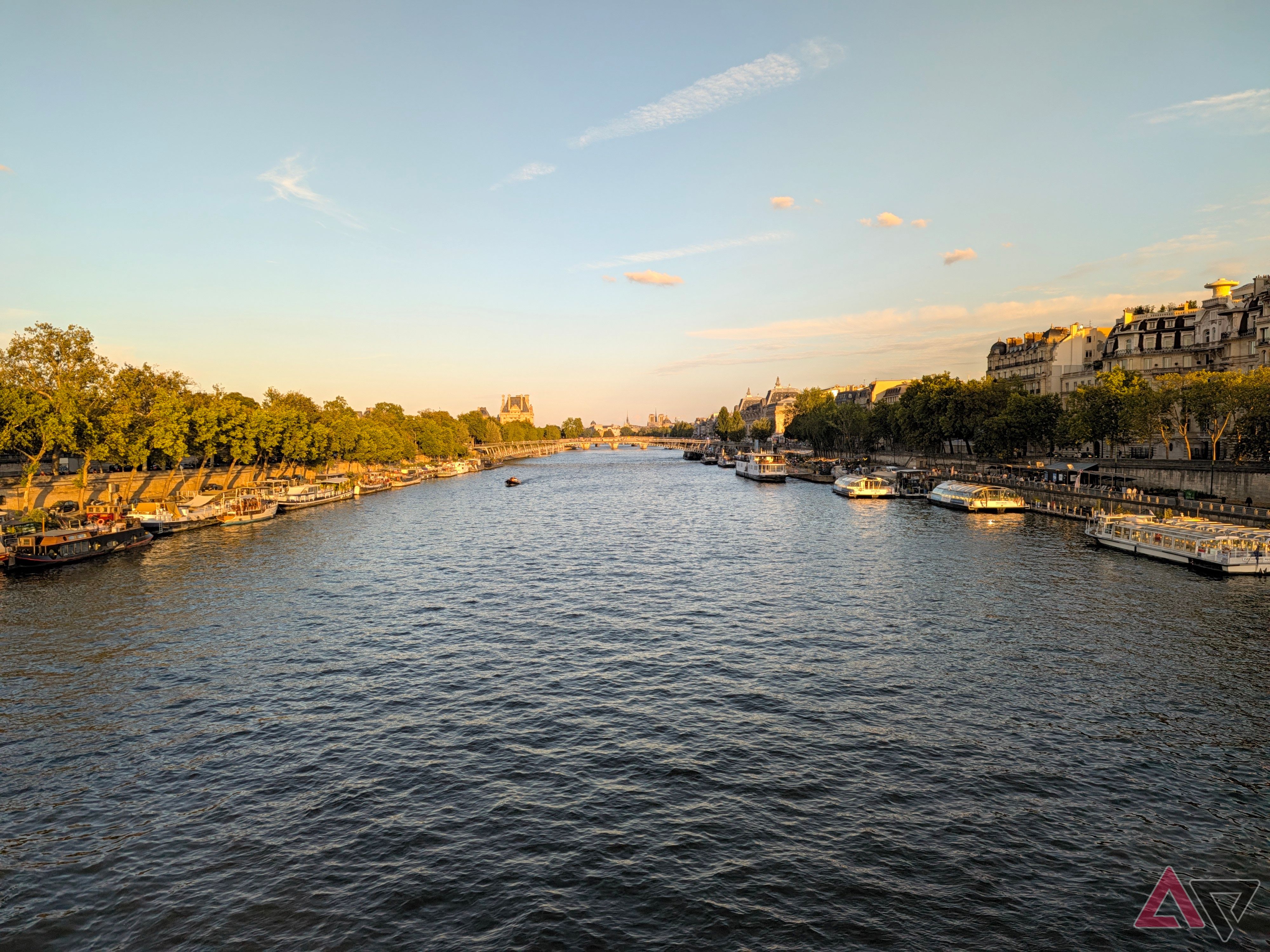 Google Pixel 11 Pro XL camera sample of the Seine at the golden hour with Camera Look Vanilla