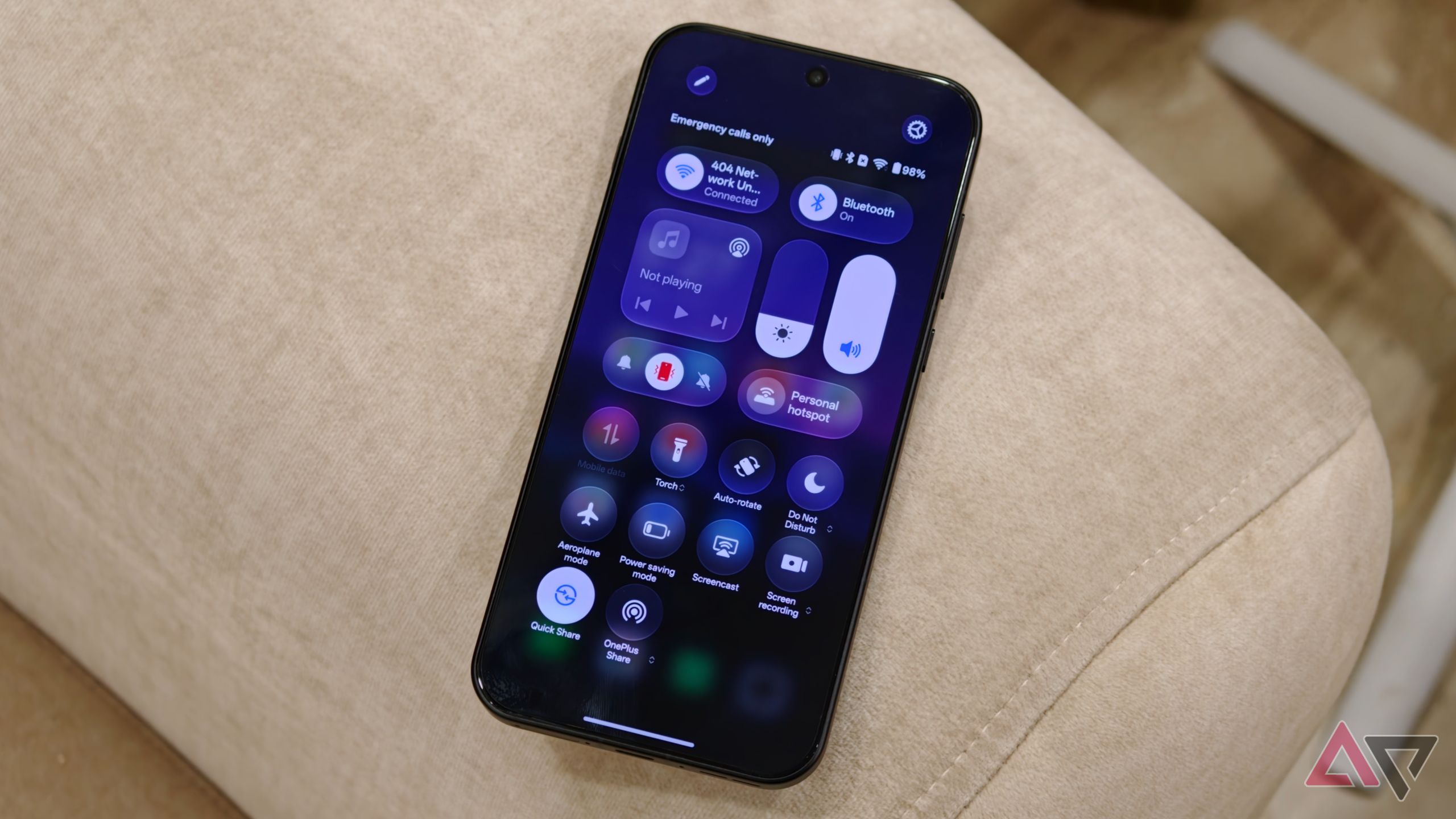 ColorOS 17 Quick Settings panel showing redesigned toggles and media player