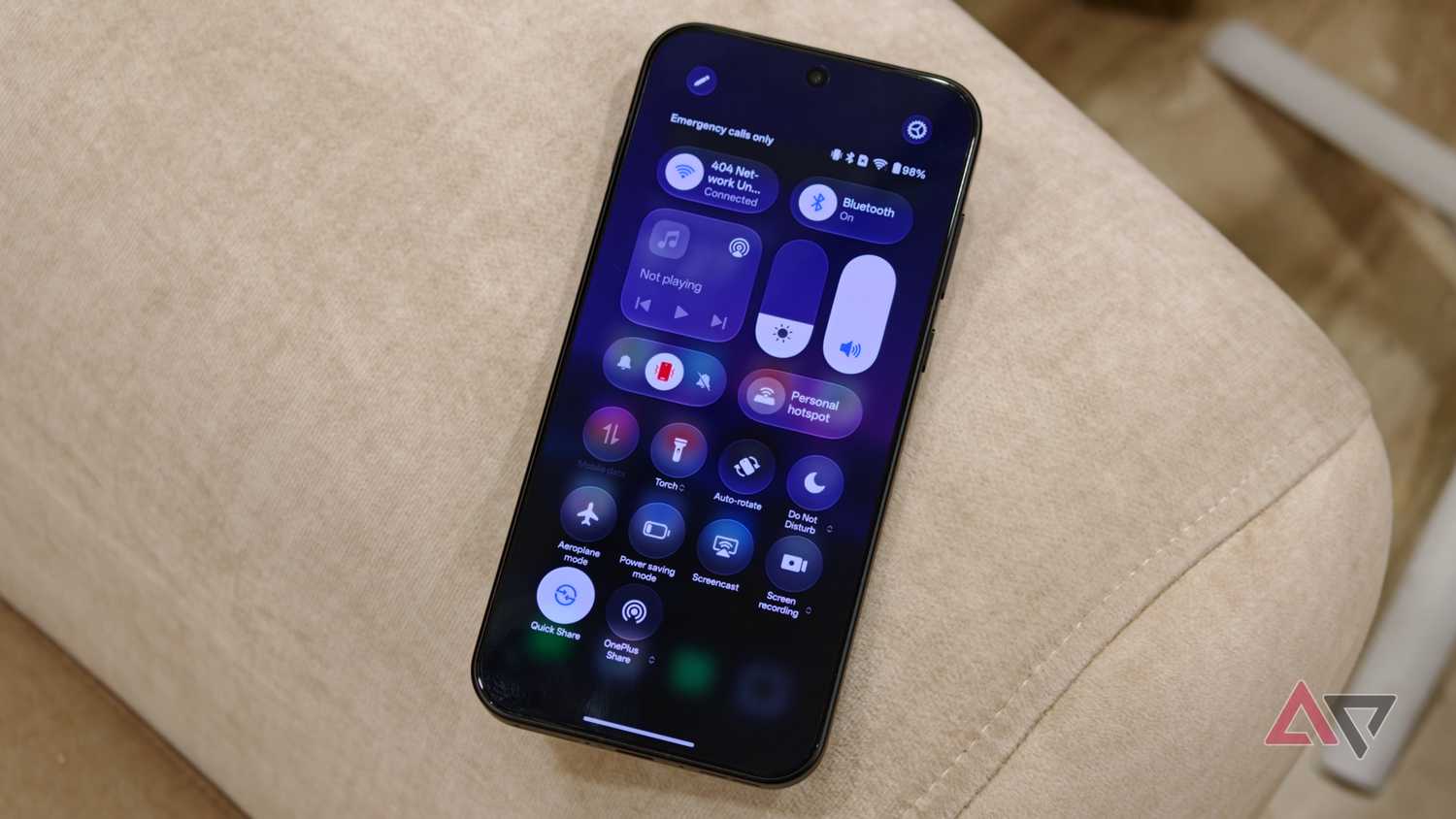 ColorOS 17 Quick Settings panel showing redesigned toggles and media player