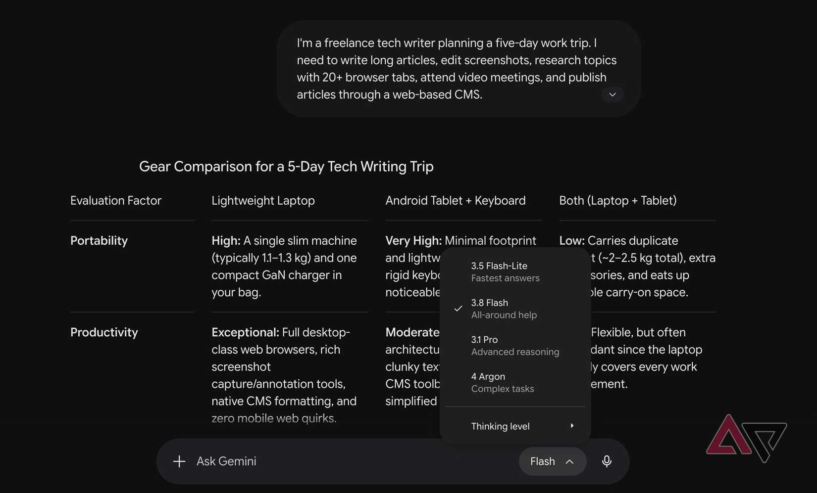 Gemini 3.8 answering question