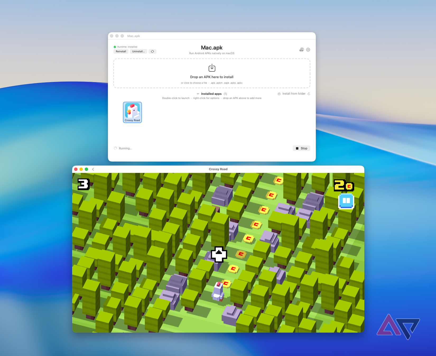 Crossy road running on Mac