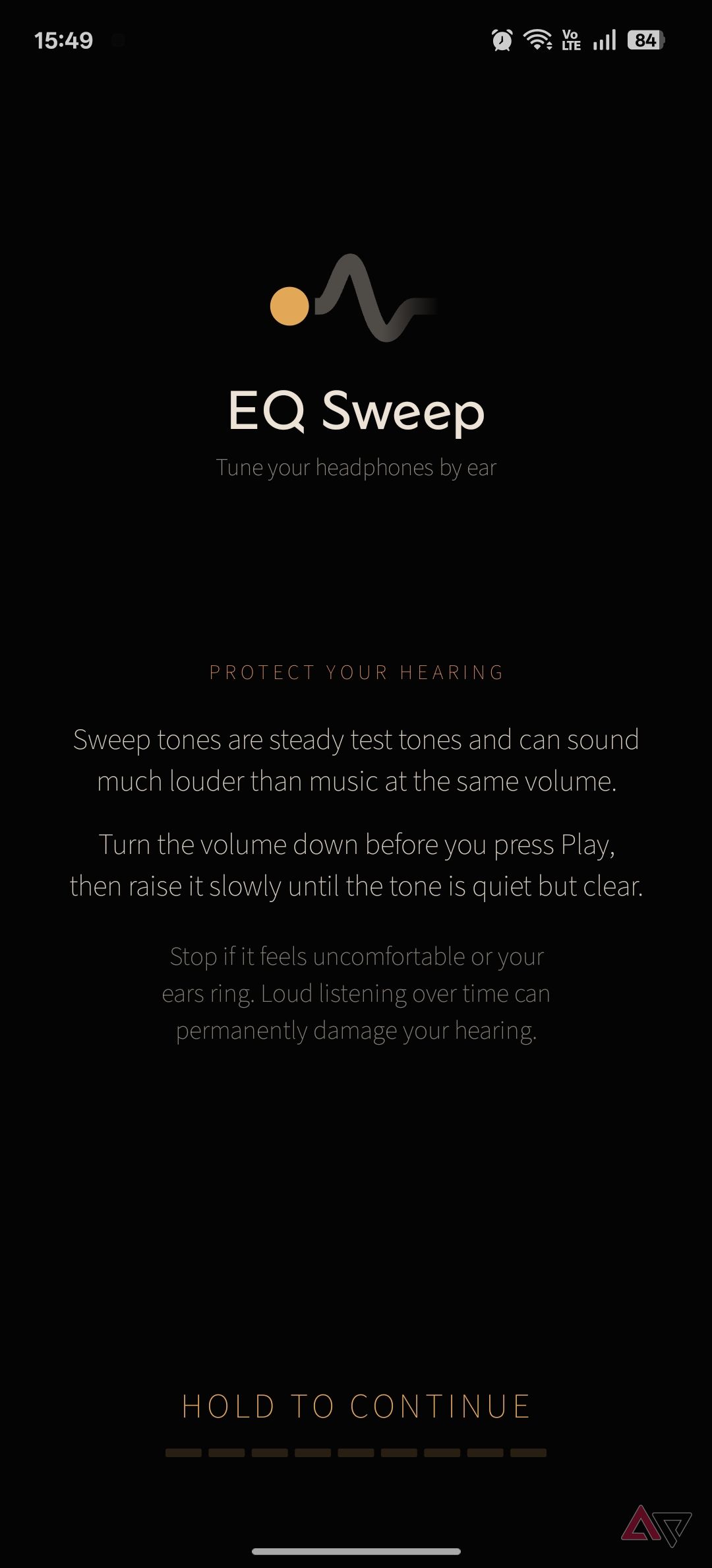 EQSweep app onboarding