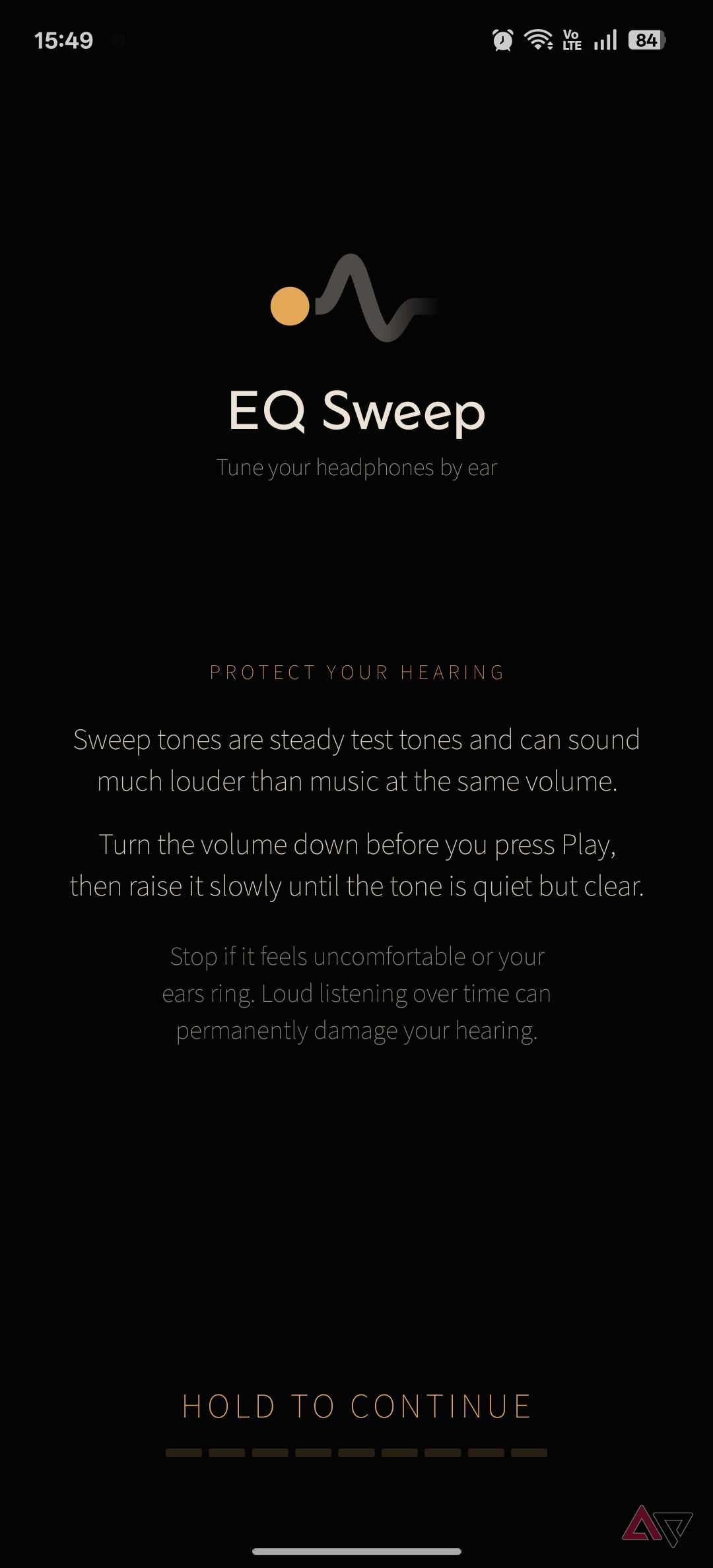EQSweep app onboarding