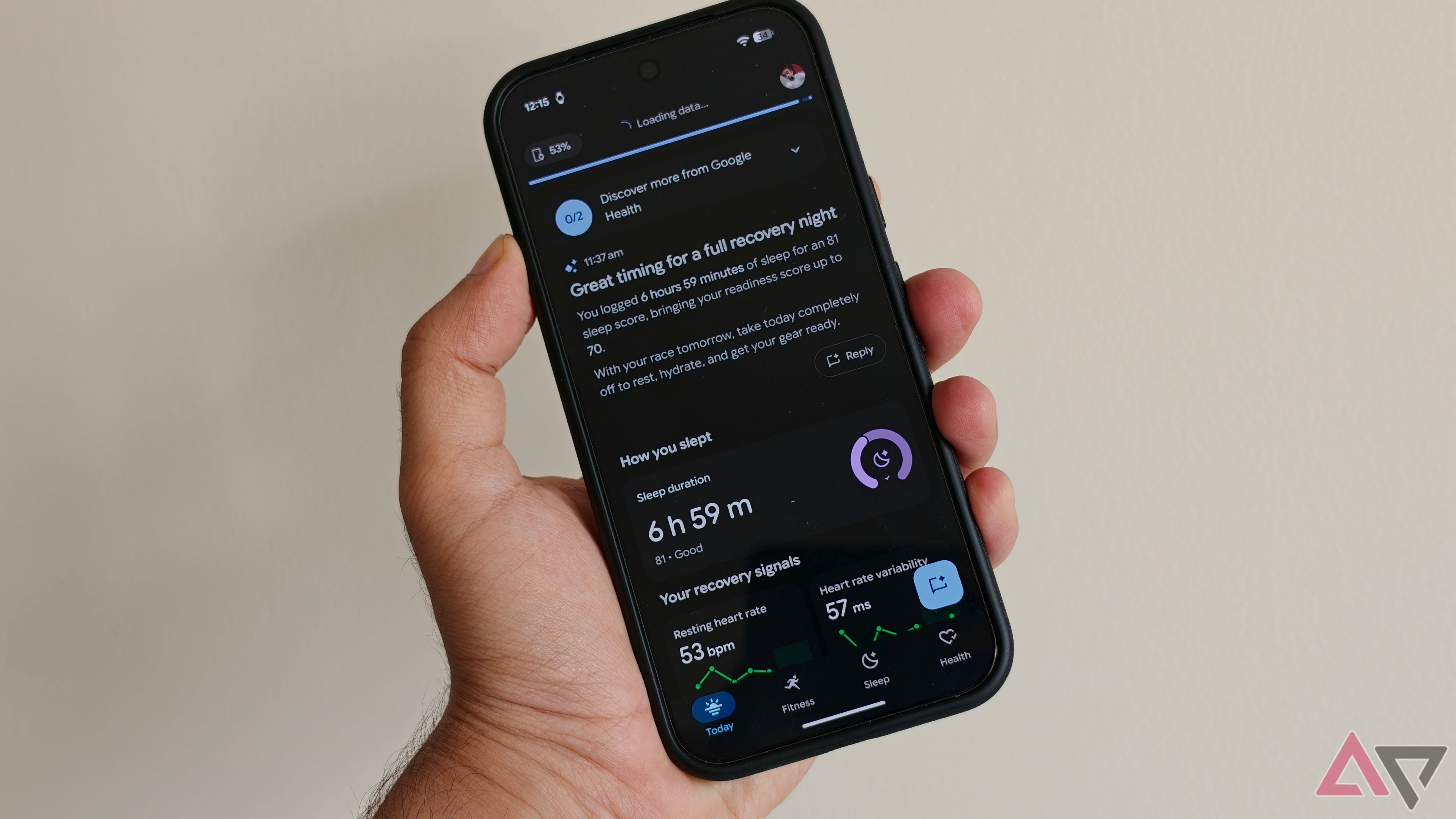Google Health Coach recovery info