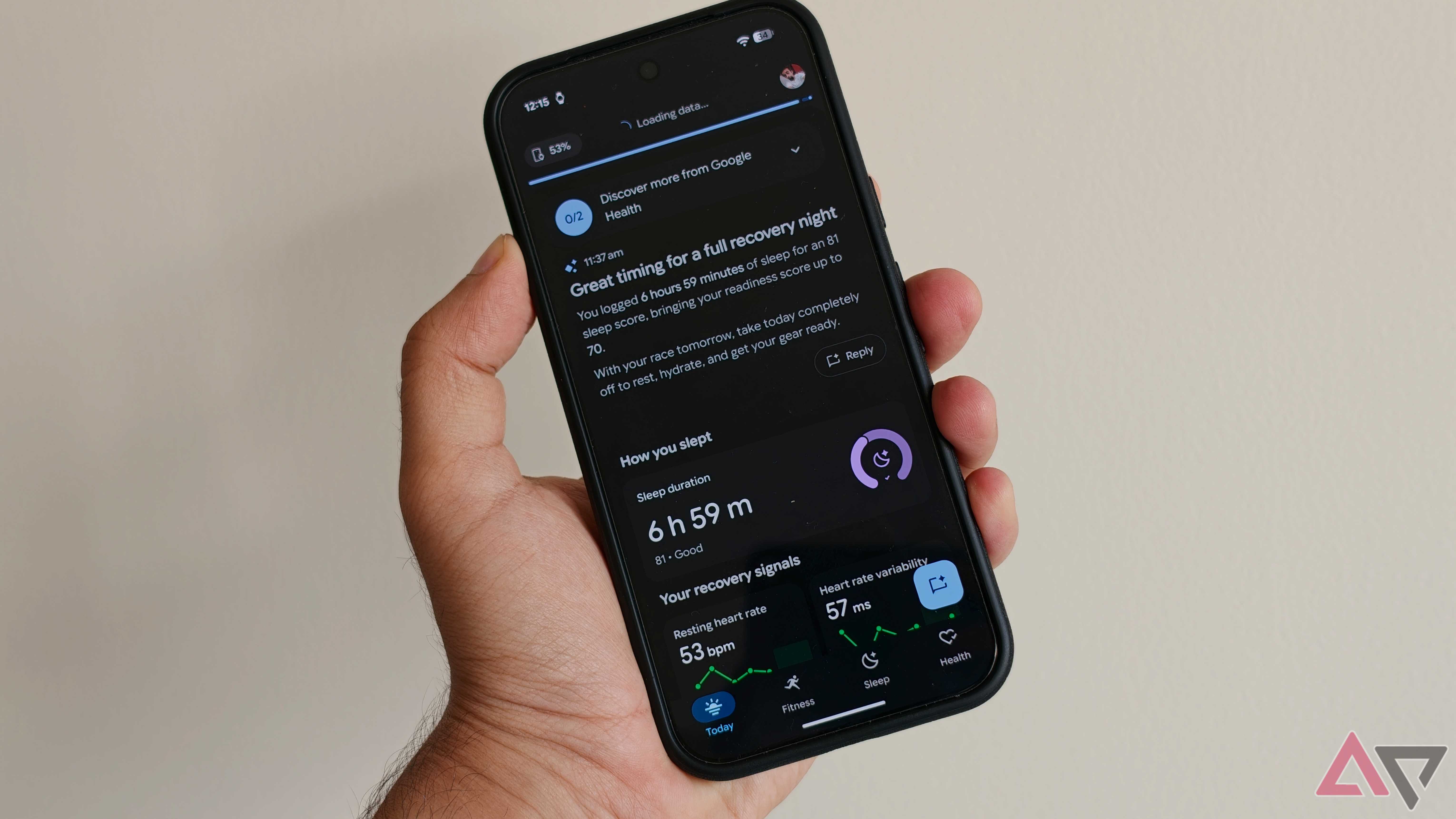 Google Health Coach recovery info