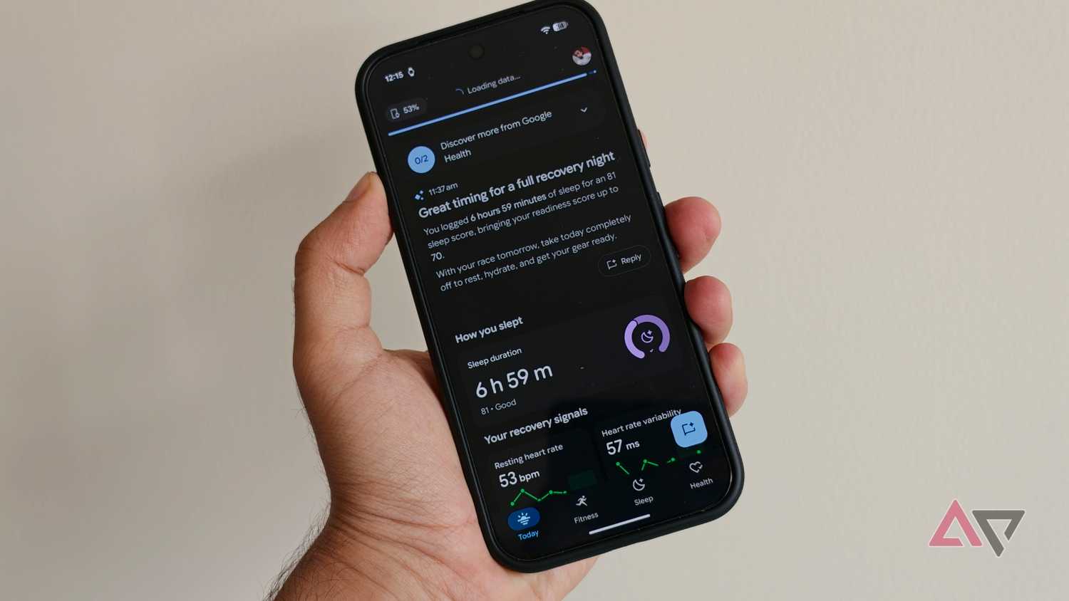Google Health Coach recovery info