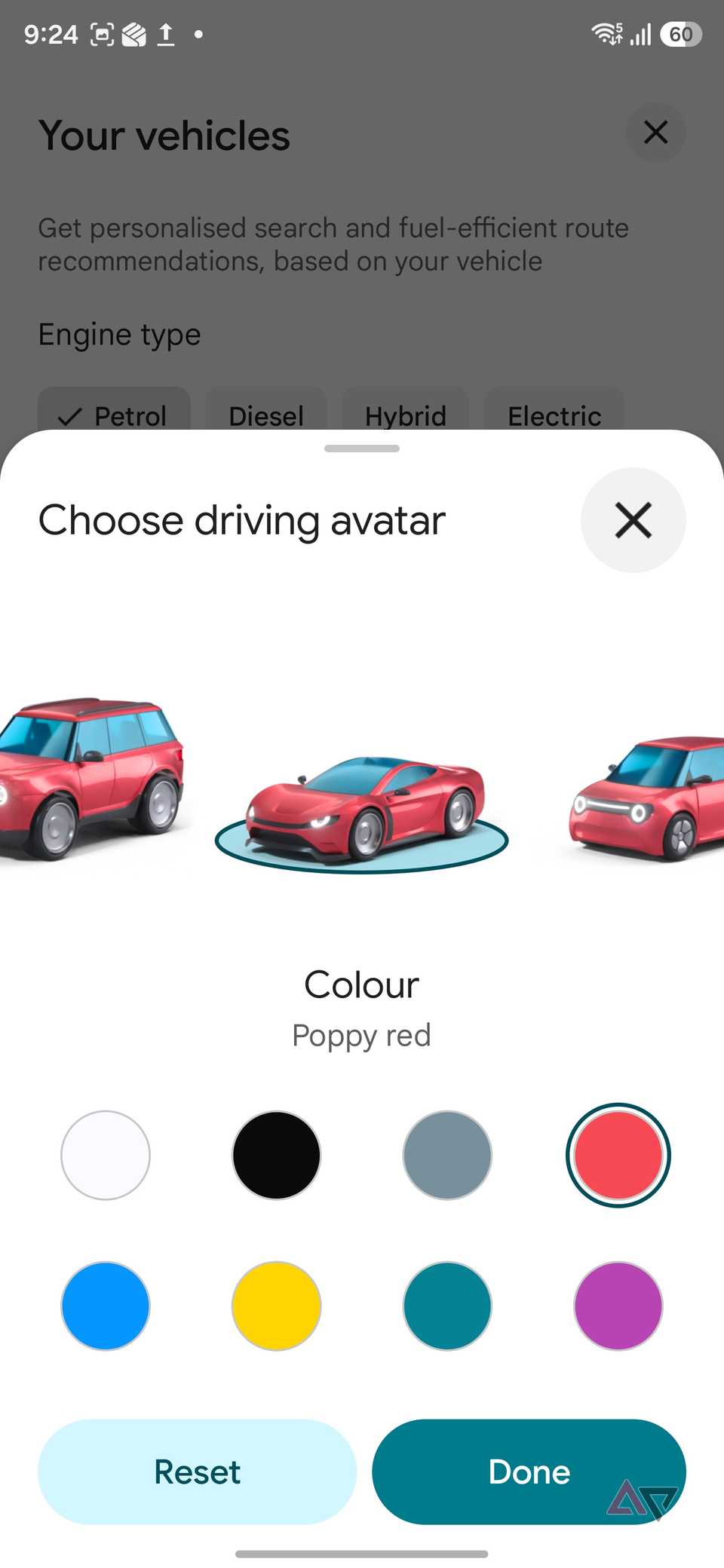 change driving avatar in Google Maps