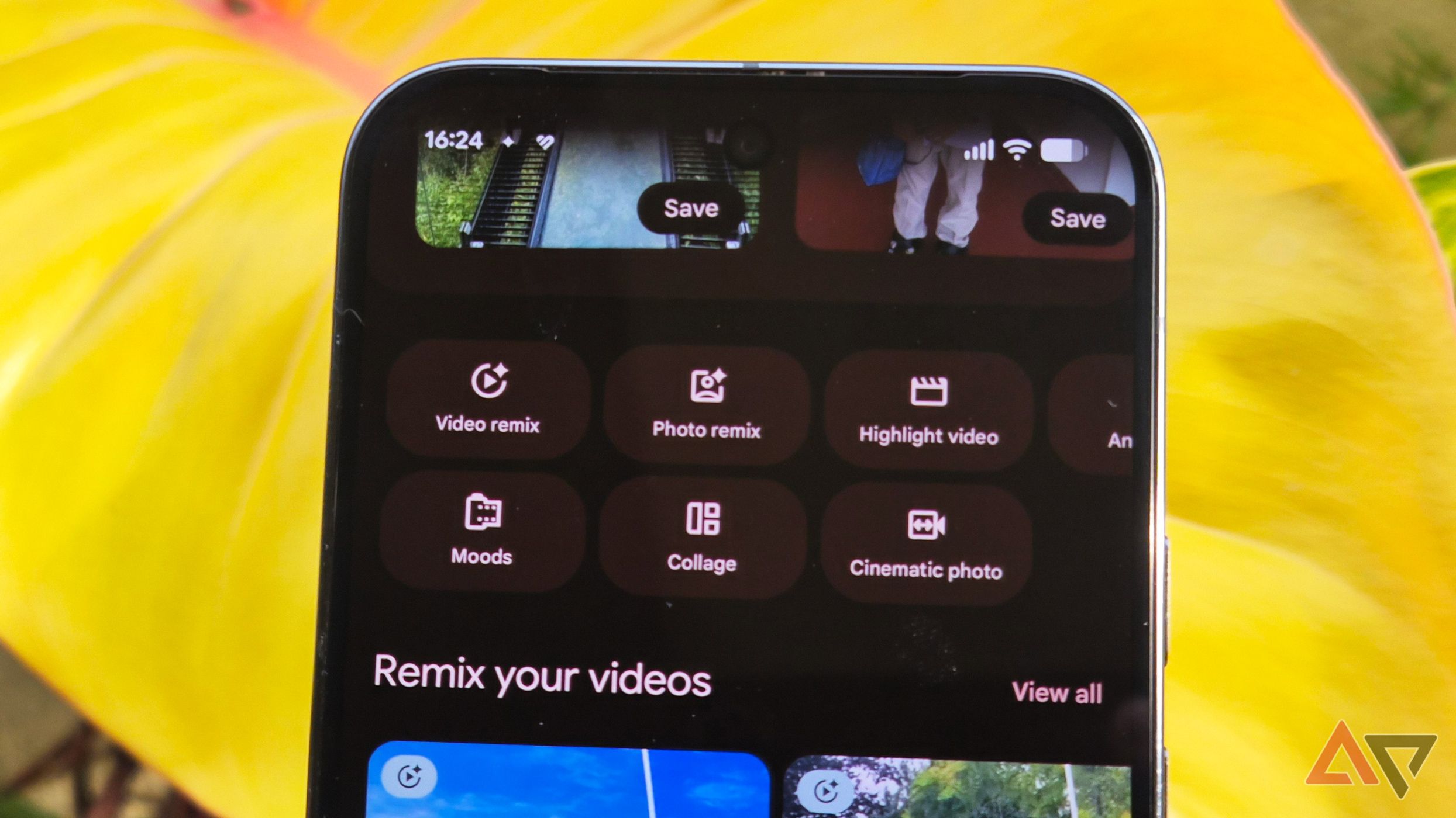 Google Pixel 9 Pro XL smartphone and Photos app filters