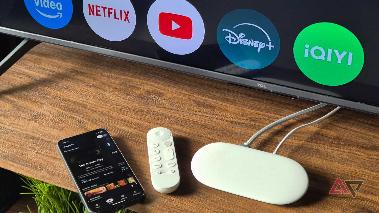 Google TV Streamer 4K, voice remote, Pixel 9 Pro XL smartphone