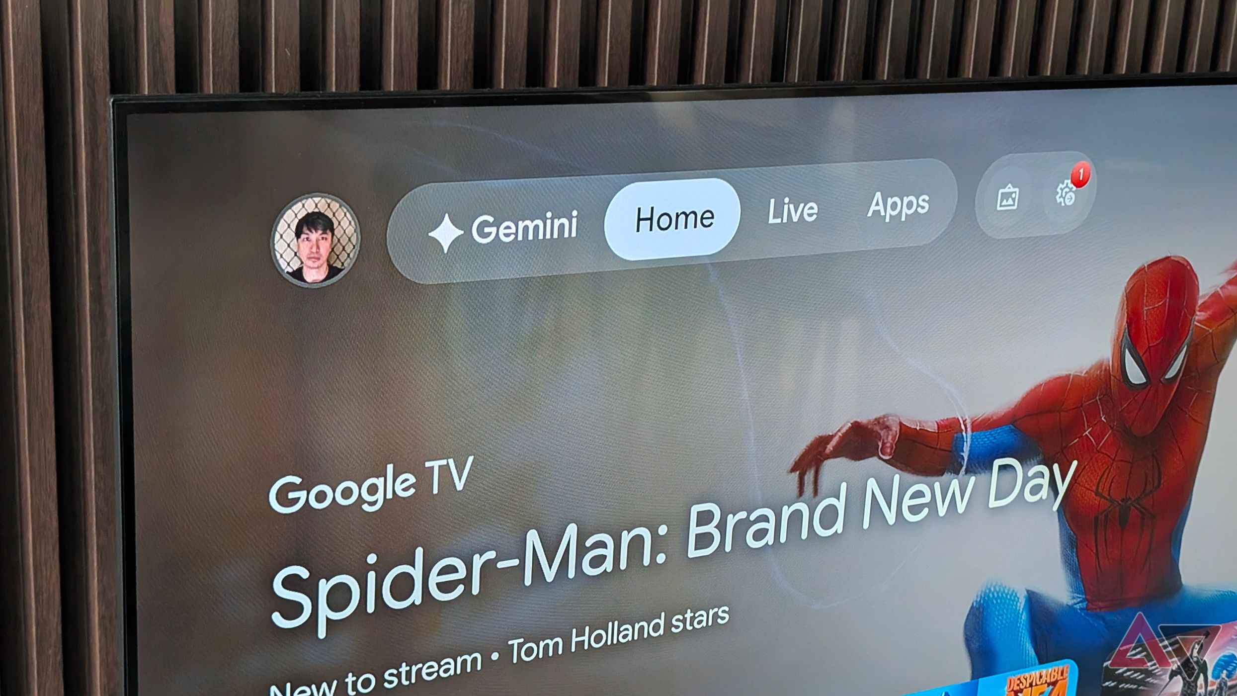 Google TV dashboard and main UI with Gemini