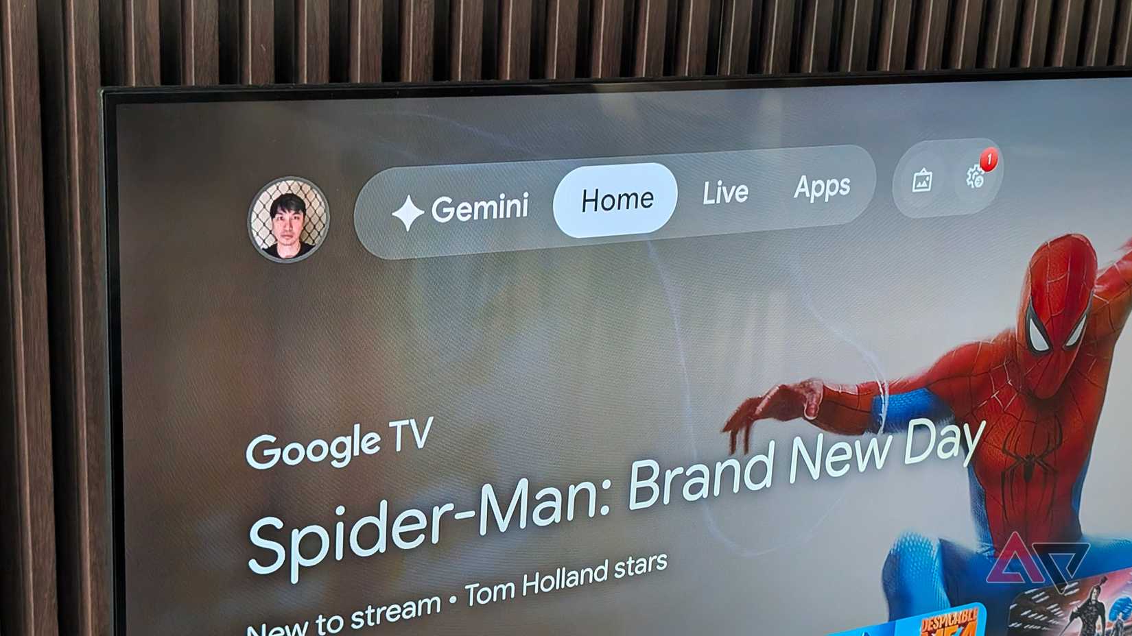 Google TV dashboard and main UI with Gemini