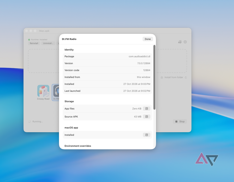 mac apk android app info