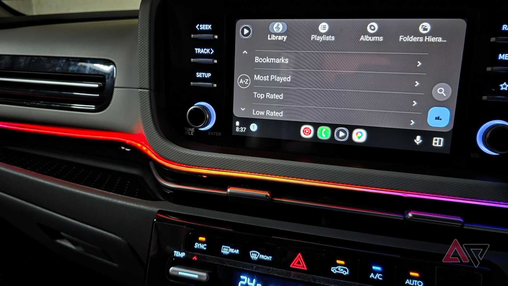 Poweramp library on Android Auto