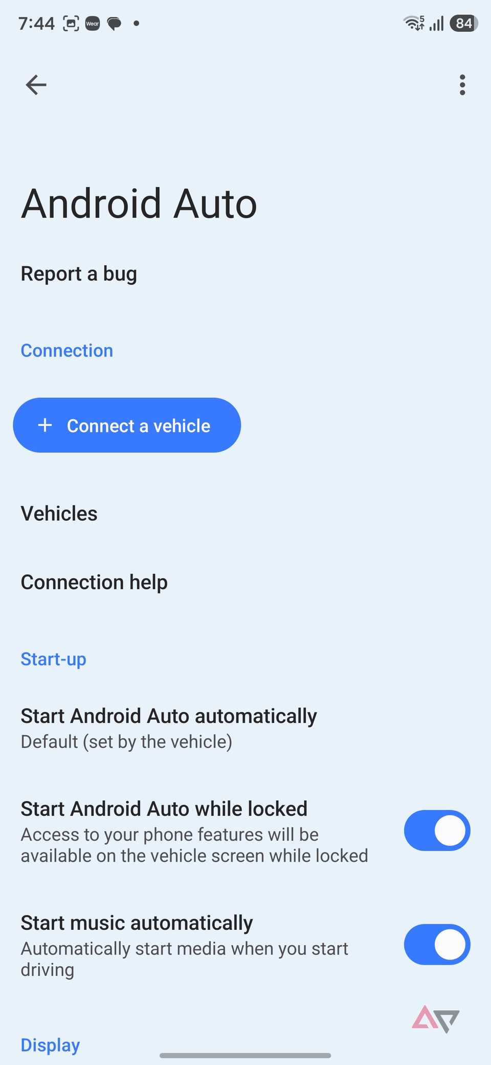 Android Auto settings on Samsung