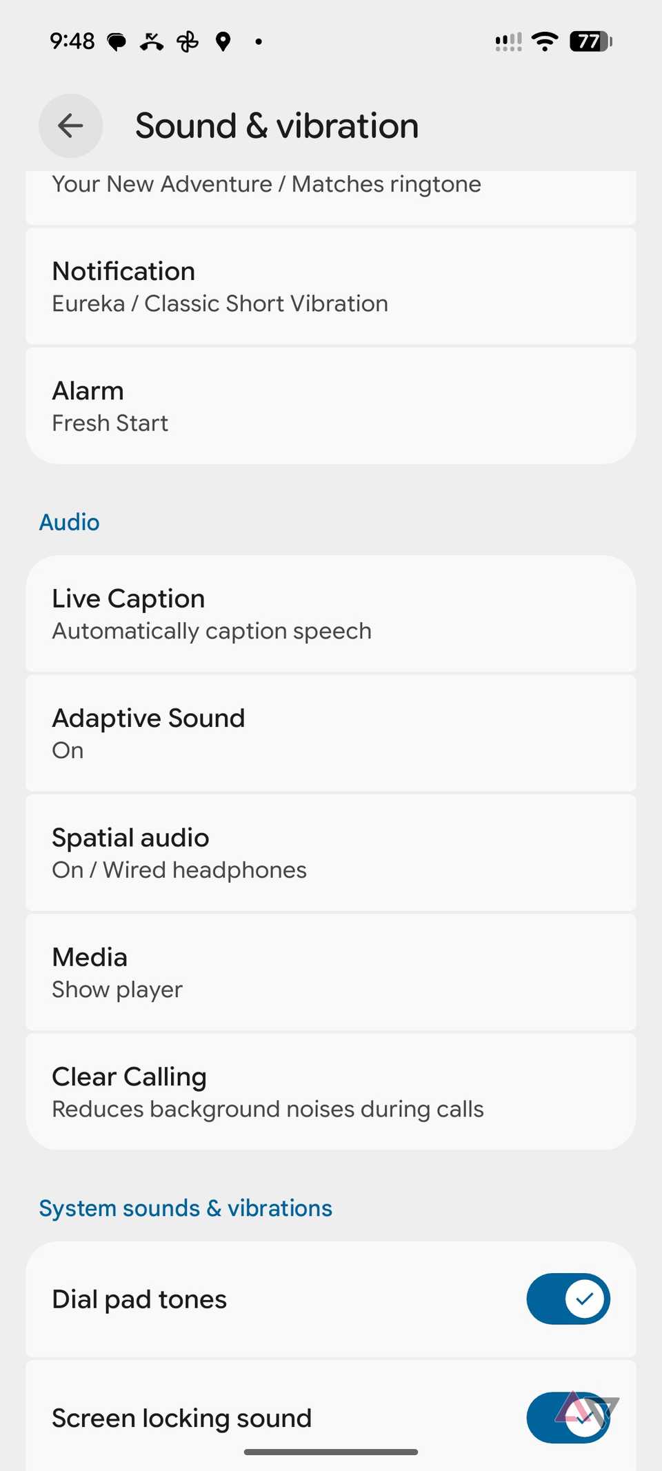 Impostazioni audio pixel