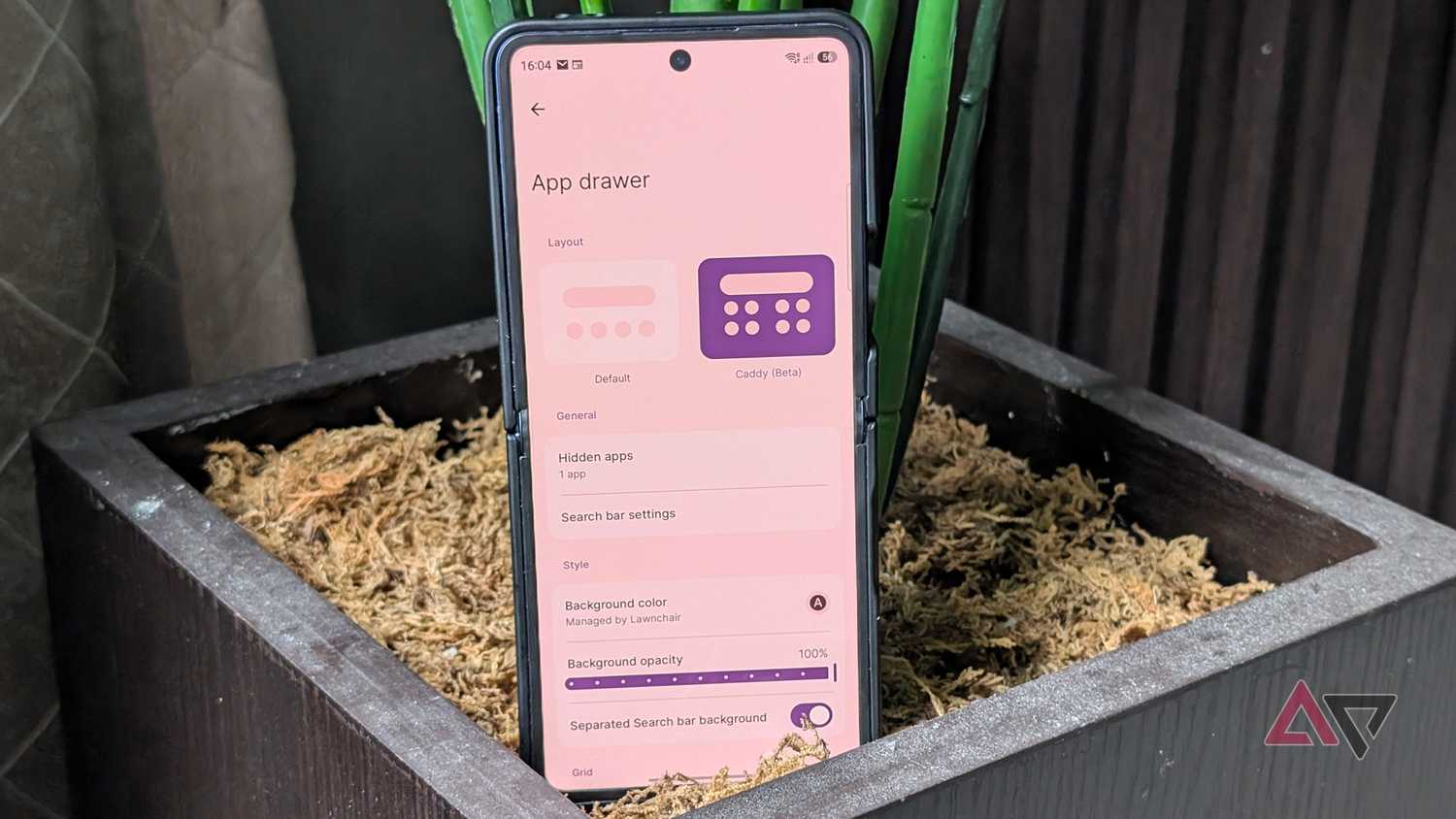 Samsung Galaxy Z Flip 7 smartphone using Lawnchair launcher
