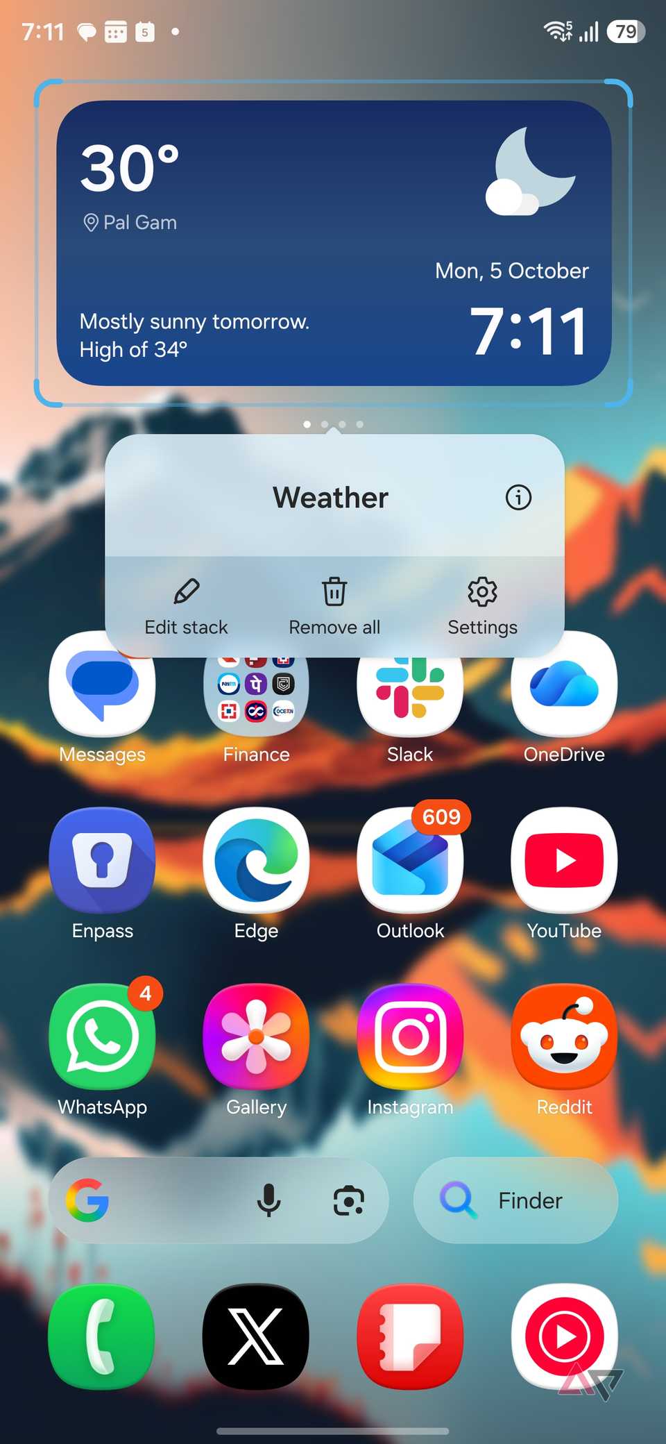 Samsung home screen