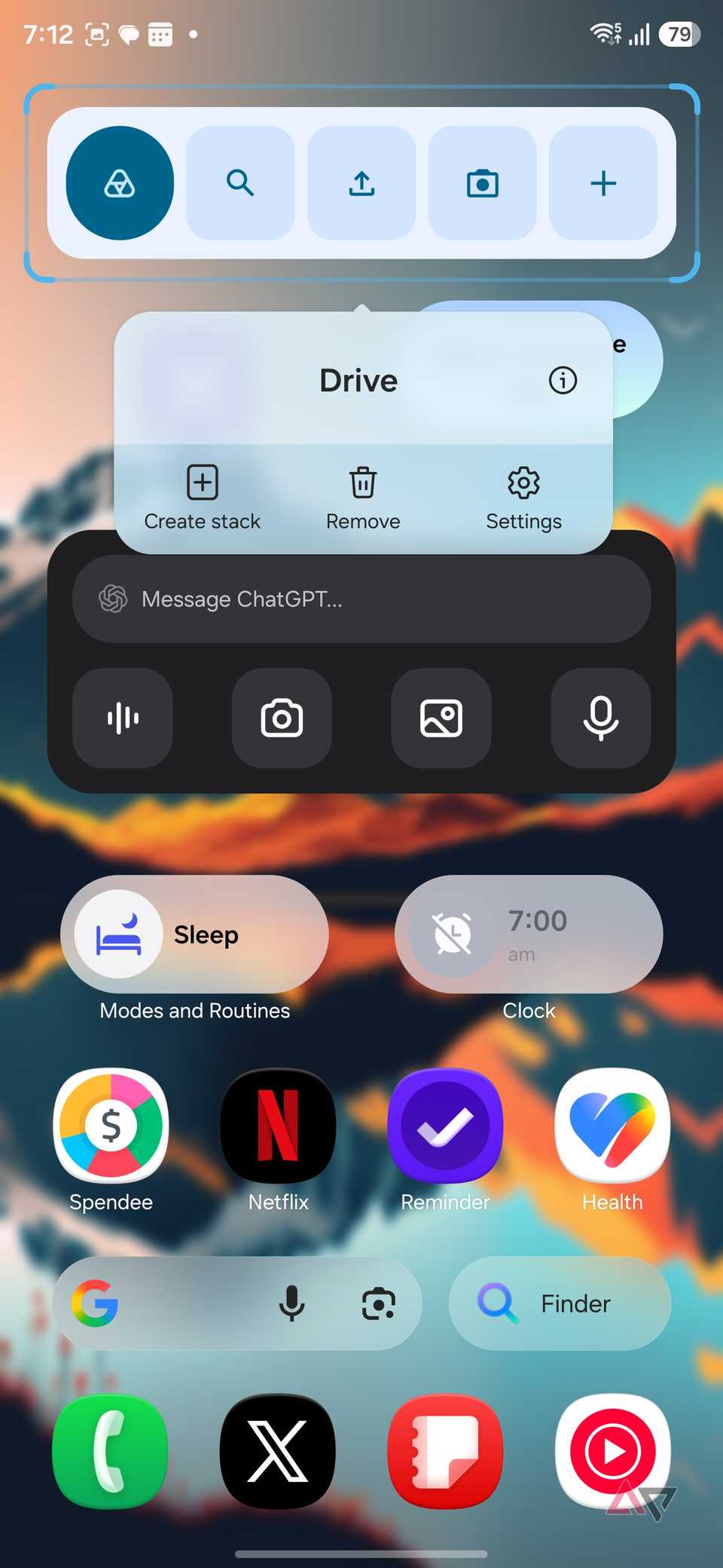create a stack widgets on Samsung home
