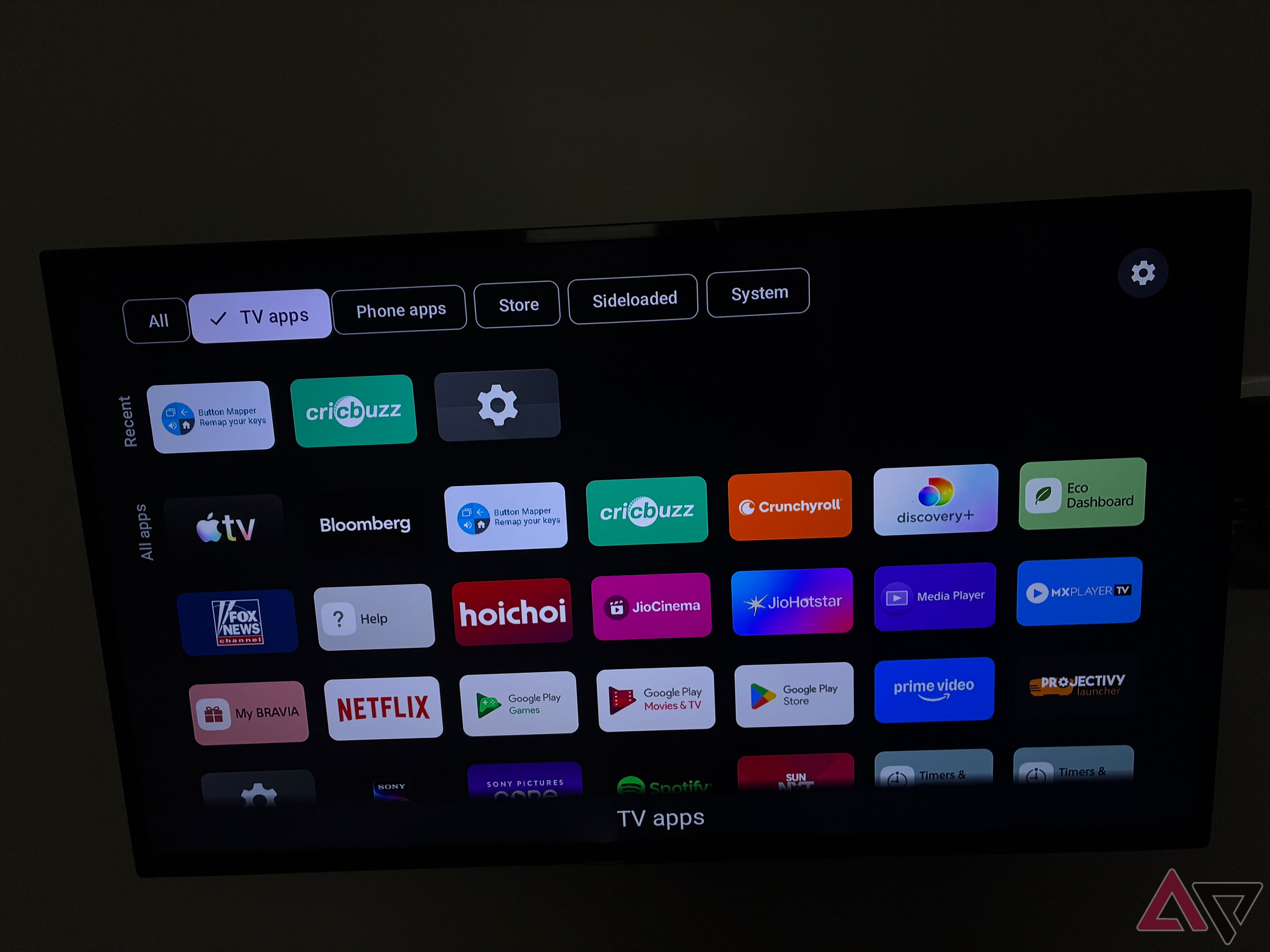 Image showing Sideload Launcher showing TV apps on a TV