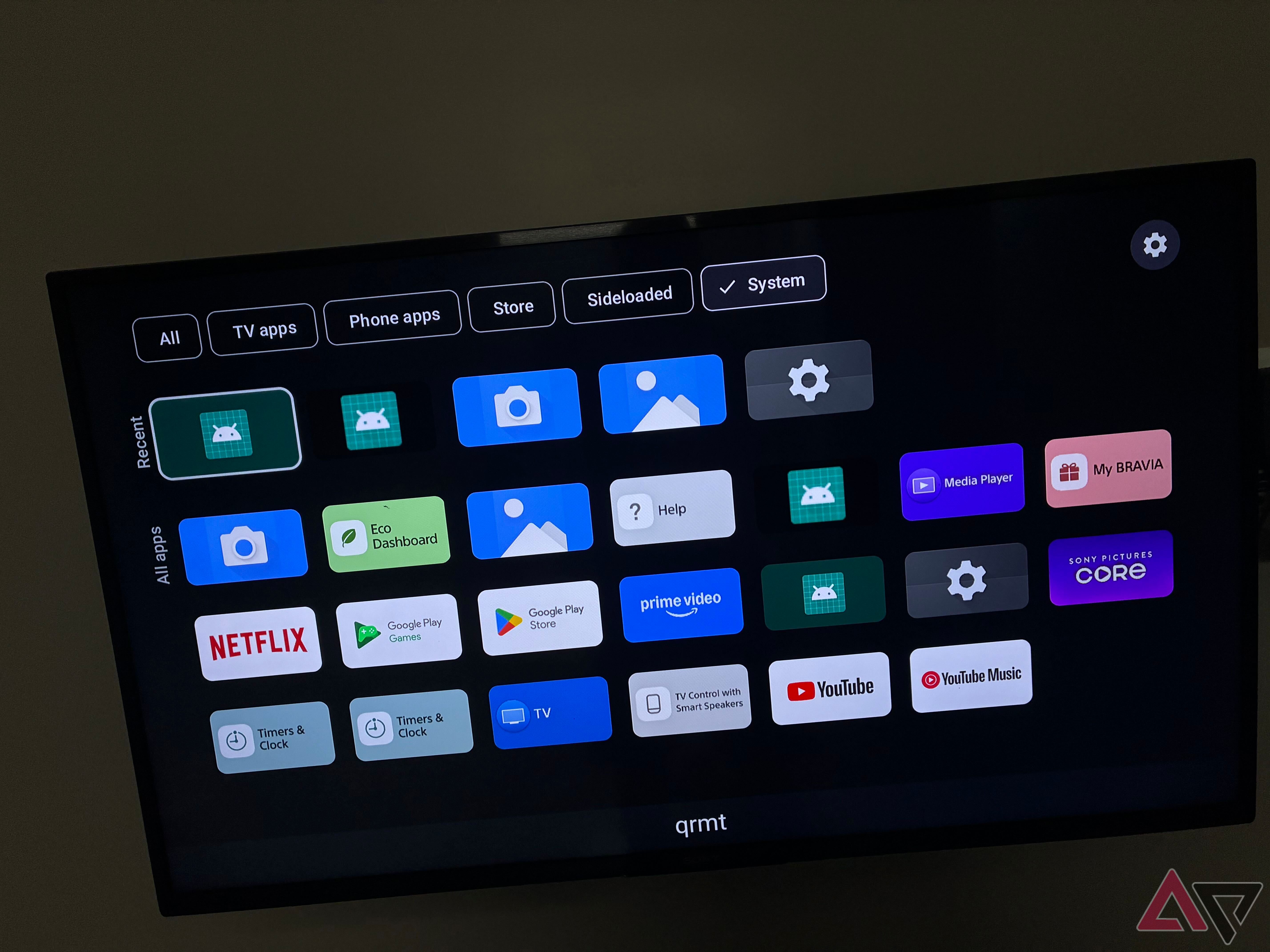 Image showing Sideload Launcher showing System apps on a TV