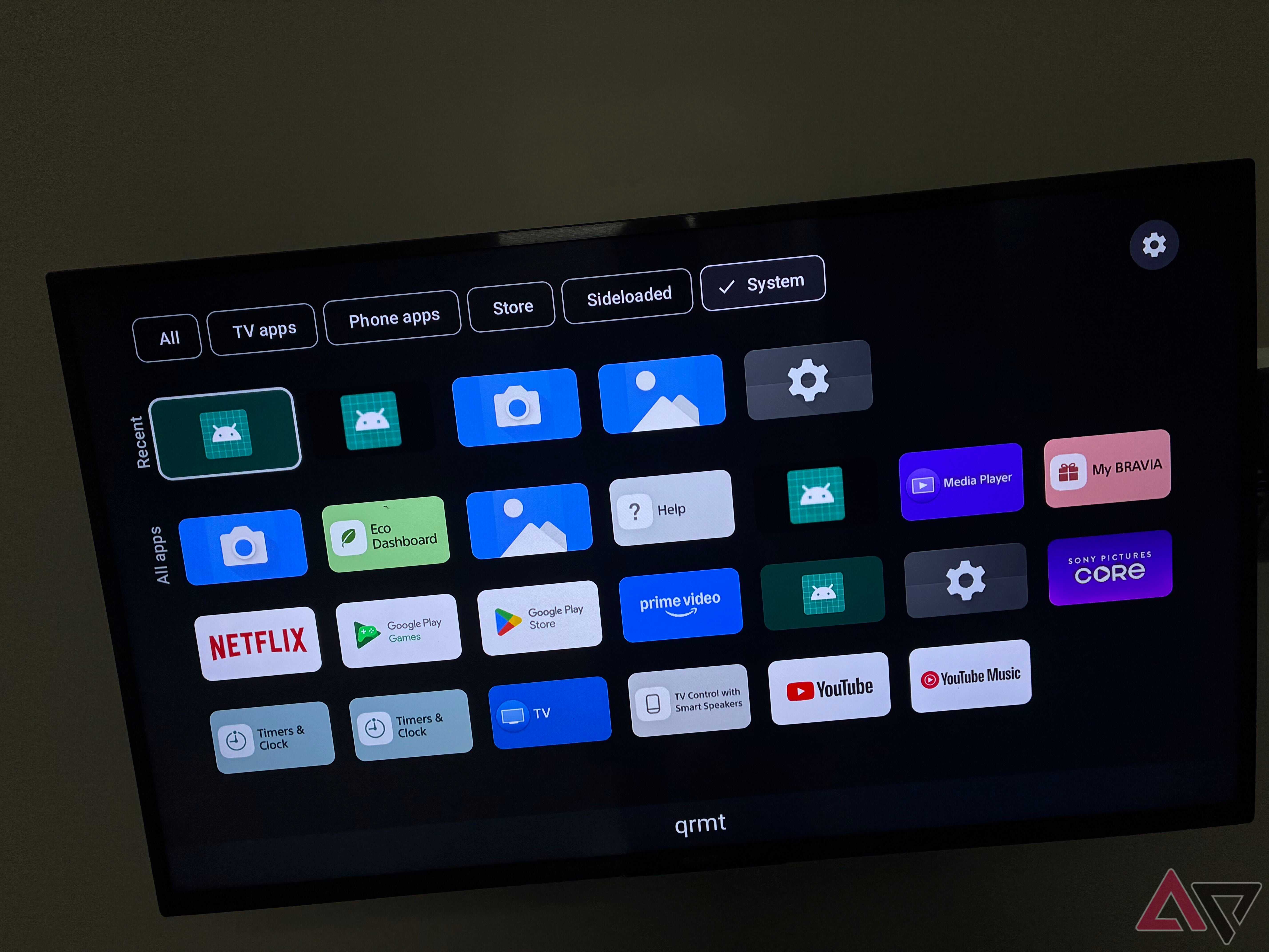 Image showing Sideload Launcher showing System apps on a TV