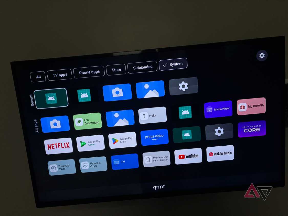 Image showing Sideload Launcher showing System apps on a TV
