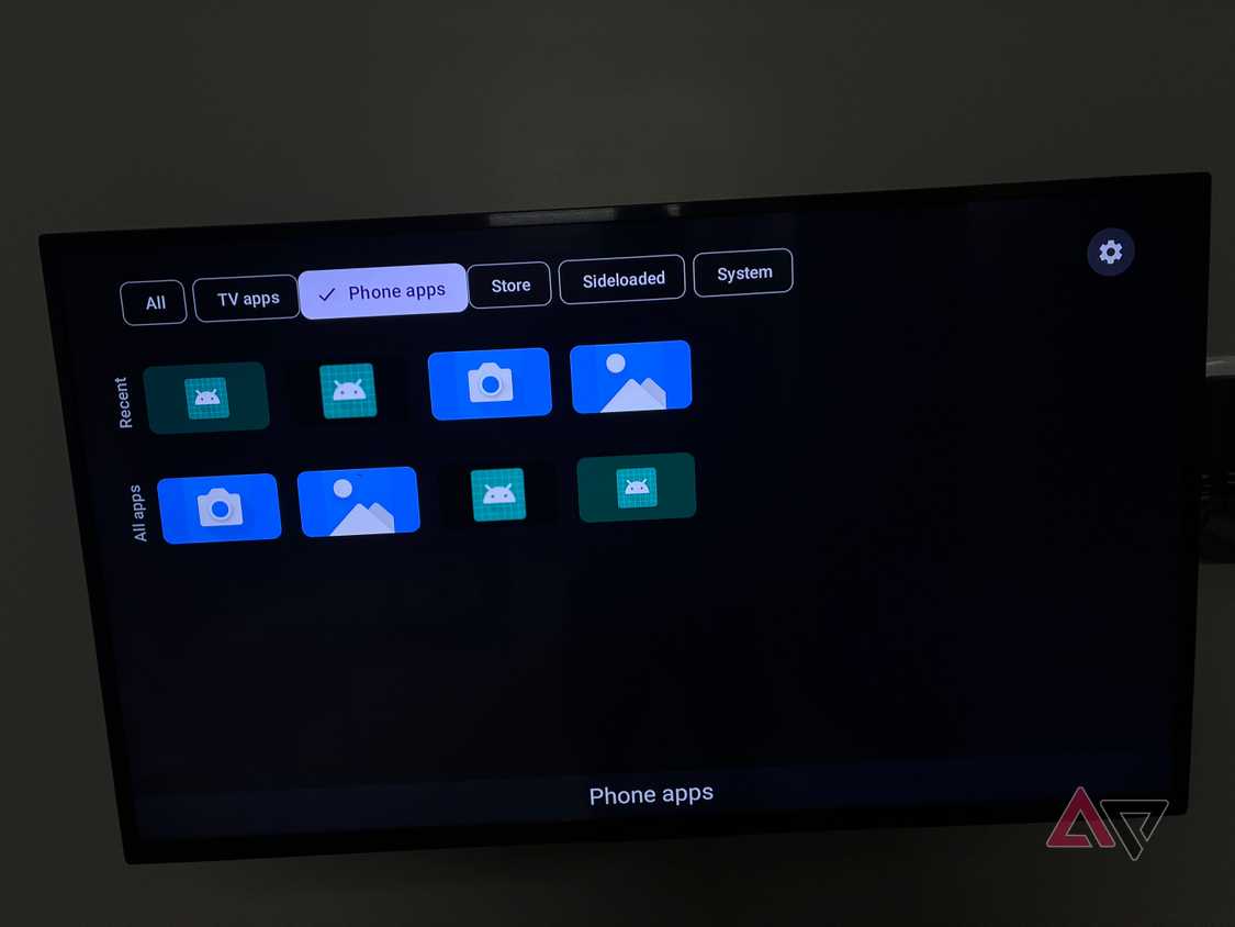 Image showing Sideload Launcher showing phone apps on a TV