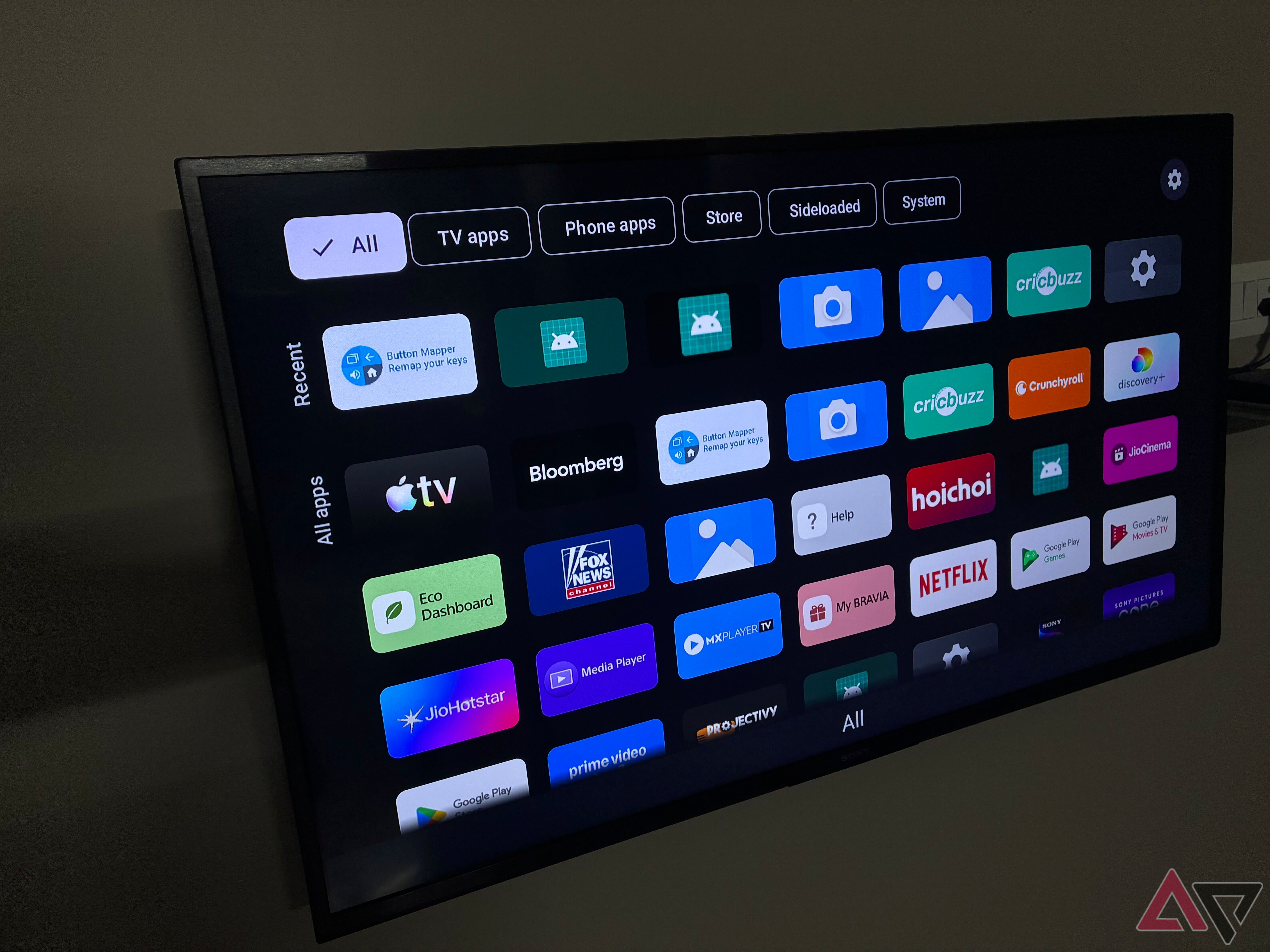Image showing Sideload Launcher showing all apps on a TV