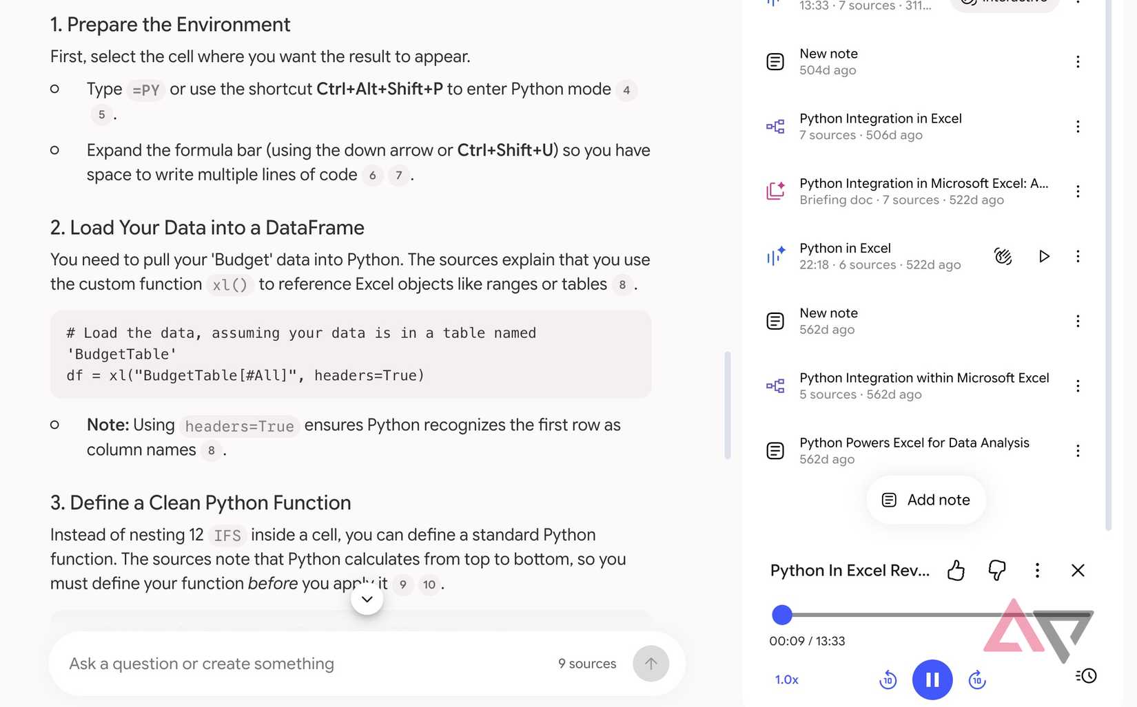 audio overview in Gemini Notebook