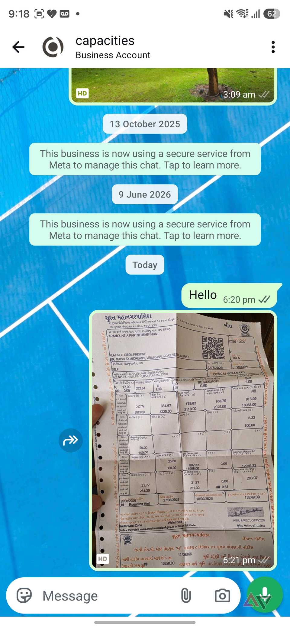 Capacities chat in WhatsApp